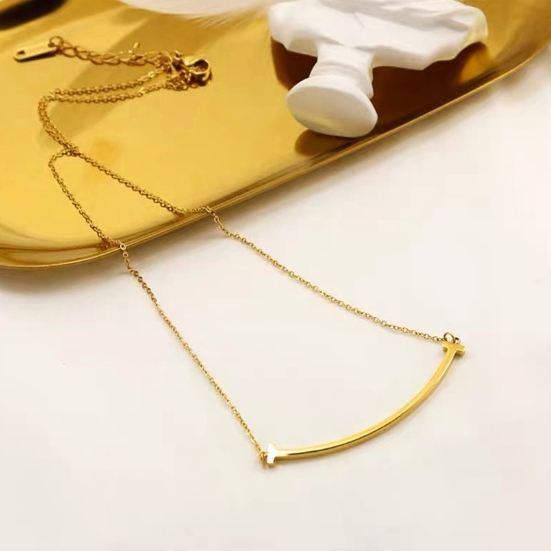 Dây Chuyền Thép Titan Mạ Vàng 18k Mặt Cười Đơn Giản Thời Trang