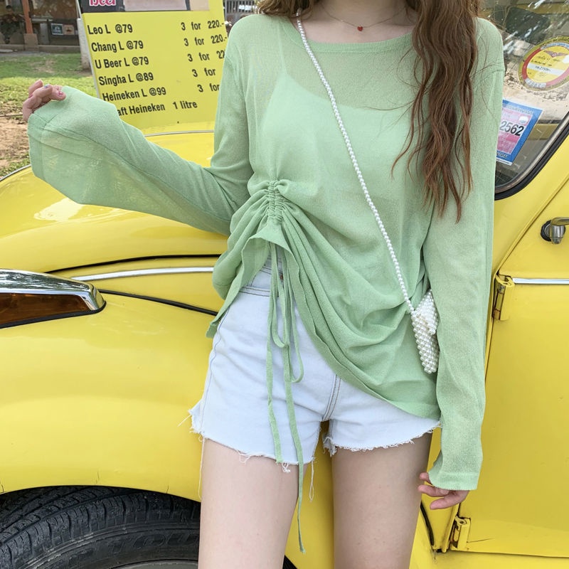 Áo Thun Tay Dài Chống Nắng Dáng Rộng Phong Cách Hàn Quốc Thời Trang Mùa Hè Hàng Mới Dành Cho Bạn Nữ