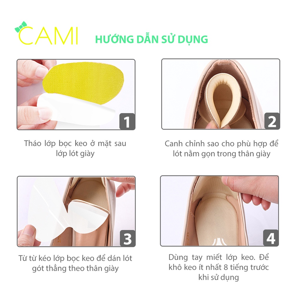 1 cặp lót giày hình con sò 2 trong 1 bảo vệ gót chân, chống trầy gót, dễ dàng di chuyển - cami - CMPK274