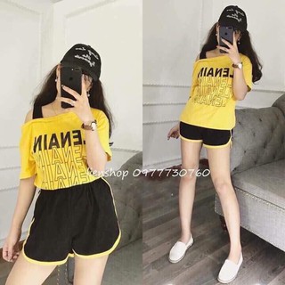 Bộ thể thao đùi, cá tính năng động, áo lệch vai