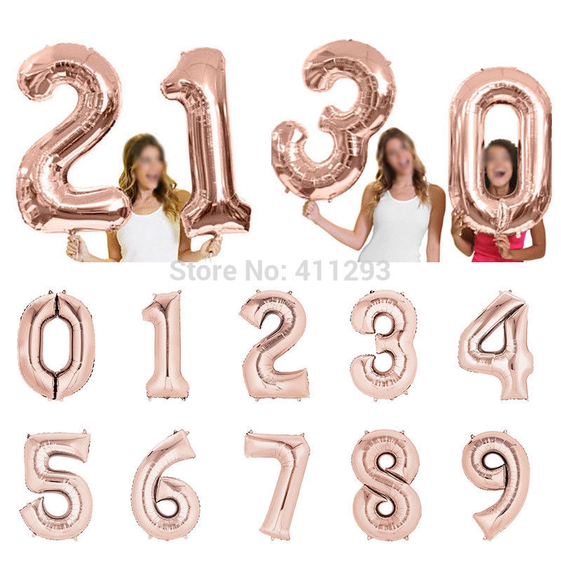 Bong bóng hình số vàng hồng kích thước 101.6 cm dùng trang trí tiệc sinh nhật