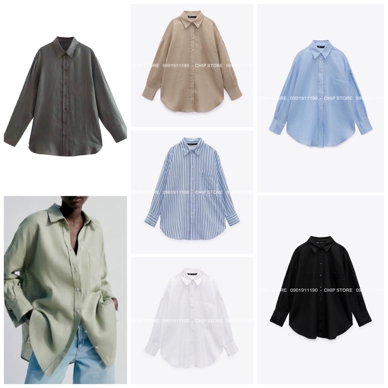 SET ÁO SƠ MI THÔ - CHÂN VÁY BOHEMIan ZARA XUẤT DƯ XỊN BASIC HÀNG CHUẨN