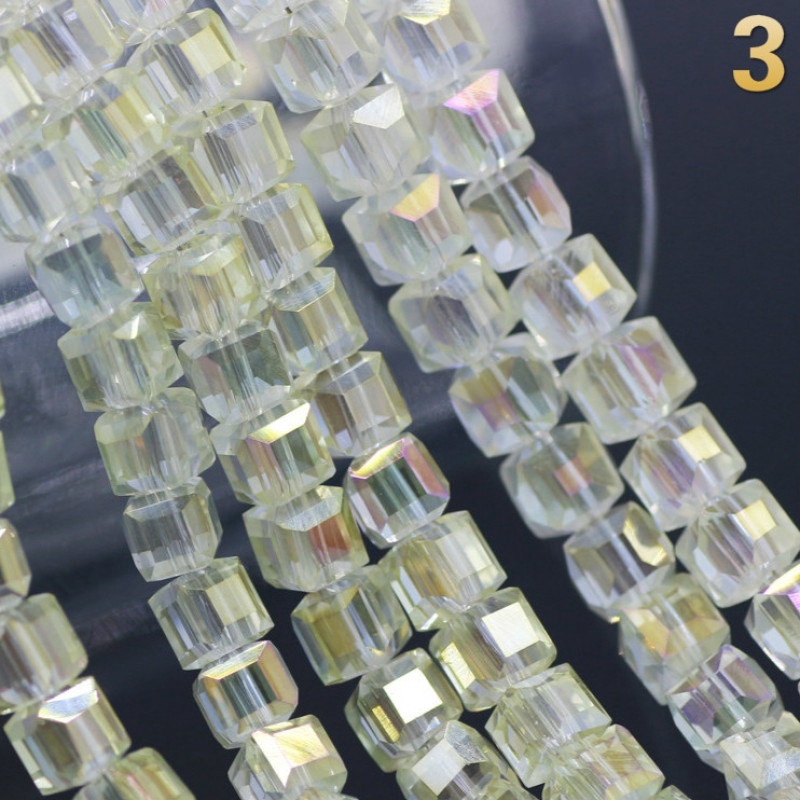 Gói 100 Hạt Thủy Tinh 4x4mm Dùng Làm Trang Sức Thủ Công