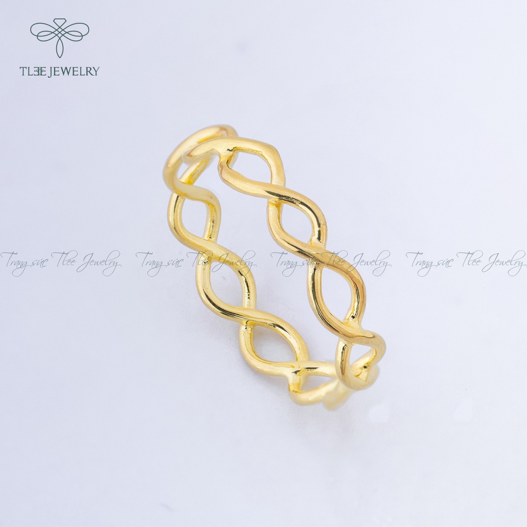 Nhẫn bạc TLEE sóng đan chéo basic mạ vàng 14k NCJ A0122