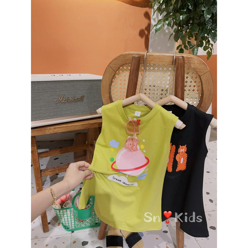 Váy bé gái, vách suông sát nách tay hến chất cotton qc cho bé