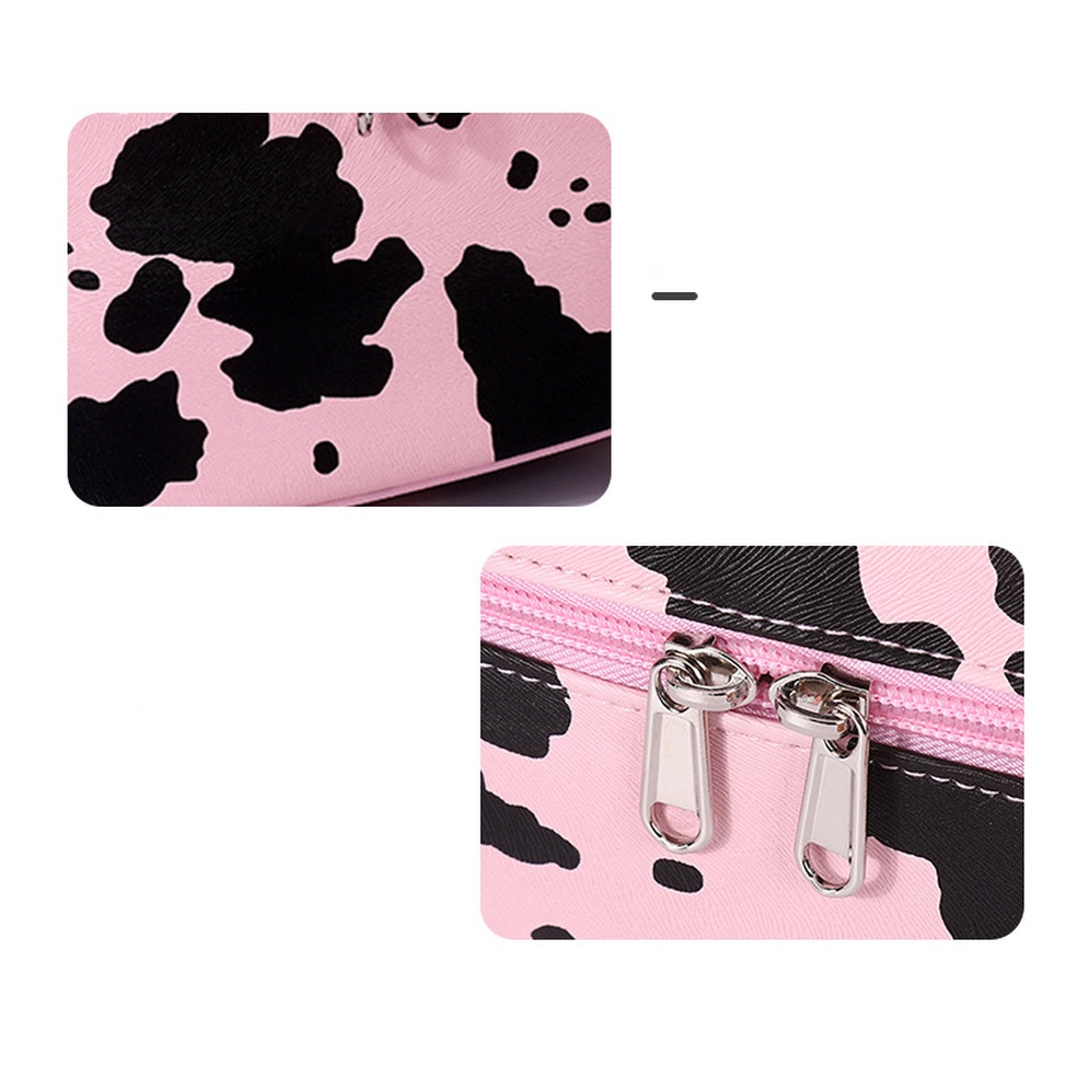 Túi Đựng Mỹ Phẩm Du Lịch Chống Thấm Nước Họa Tiết Bò Sữa Xinh Xắn Tiện Lợi