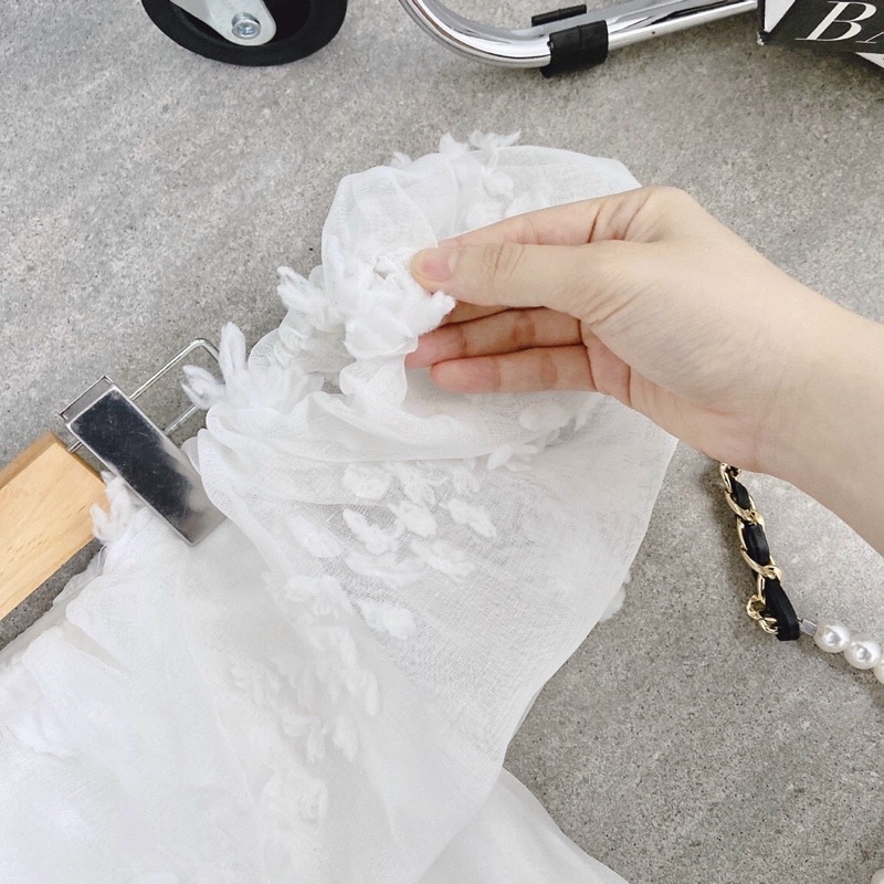 🤍ĐẦM TRẮNG TRỄ VAI PHỒNG🤍
