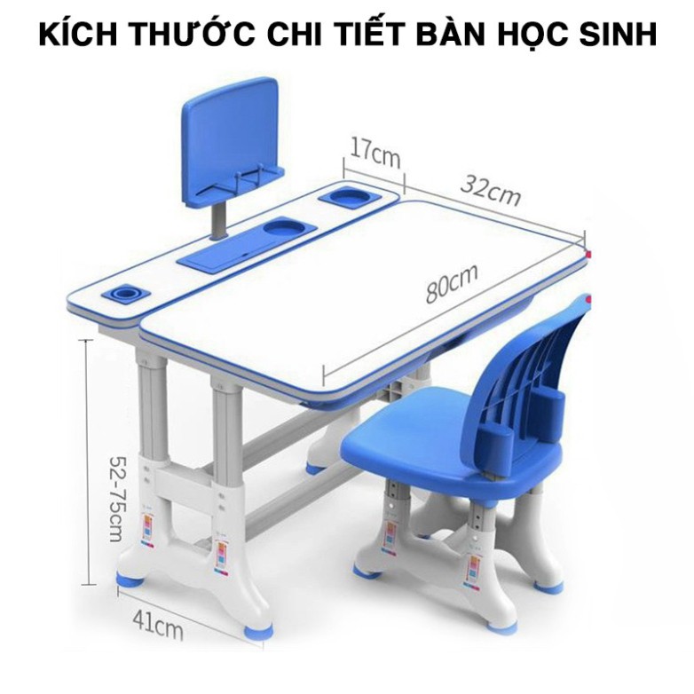 Bàn học sinh trẻ em RIBO HOUSE bộ bàn ghế size 80cm có đèn, chống gù, chống cận, điều chỉnh độ cao cho bé RIBO138