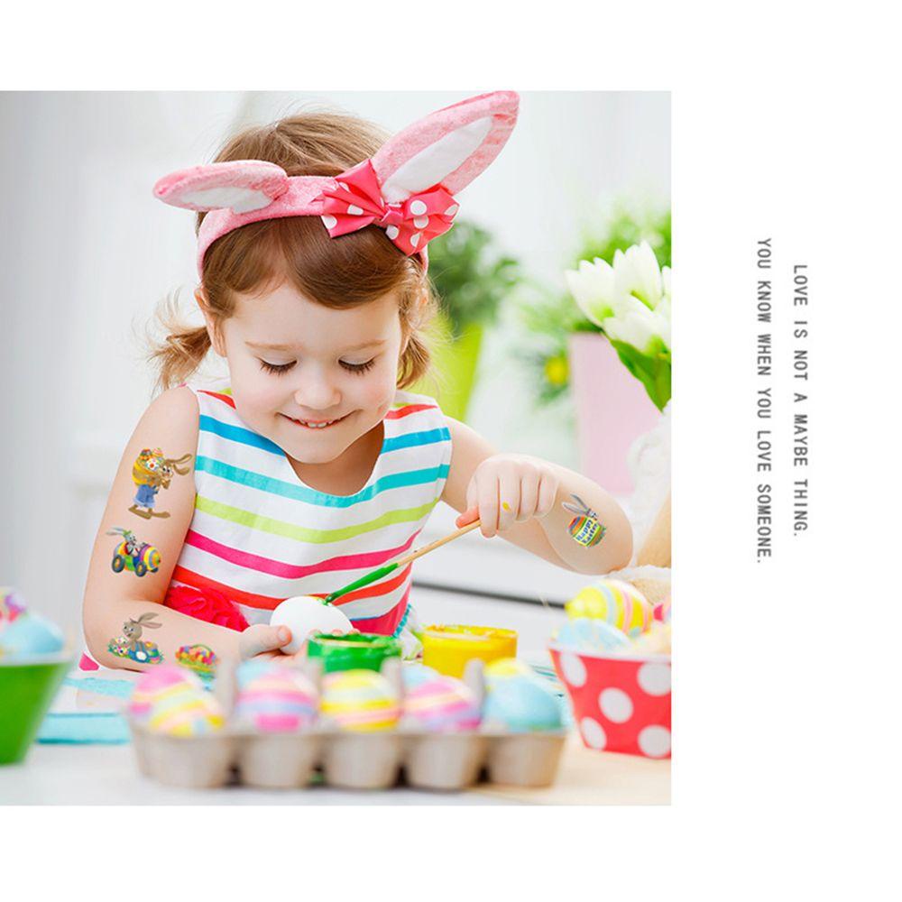 Set 10 Hình Xăm Dán Tạm Thời Hình Thỏ Trứng Phục Sinh Dễ Vệ Sinh
