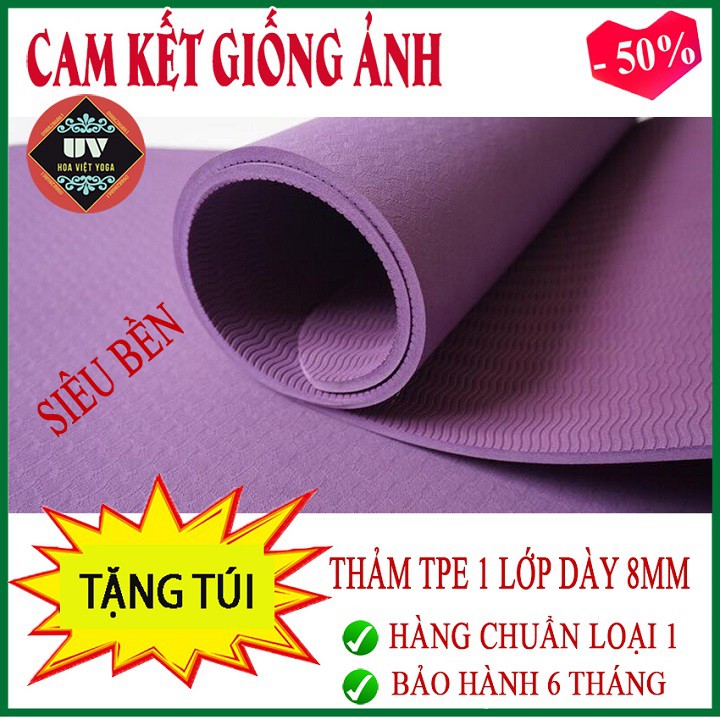 [XẢ KHO ] THẢM TẬP YOGA  𝑭𝑹𝑬𝑬𝑺𝑯𝑰𝑷 THẢM TẬP GYM TPE 1 LỚP SIÊU BỀN DÀY 8MM , BÁM TỐT （HOA VIỆT YOGA SHOP) TT02