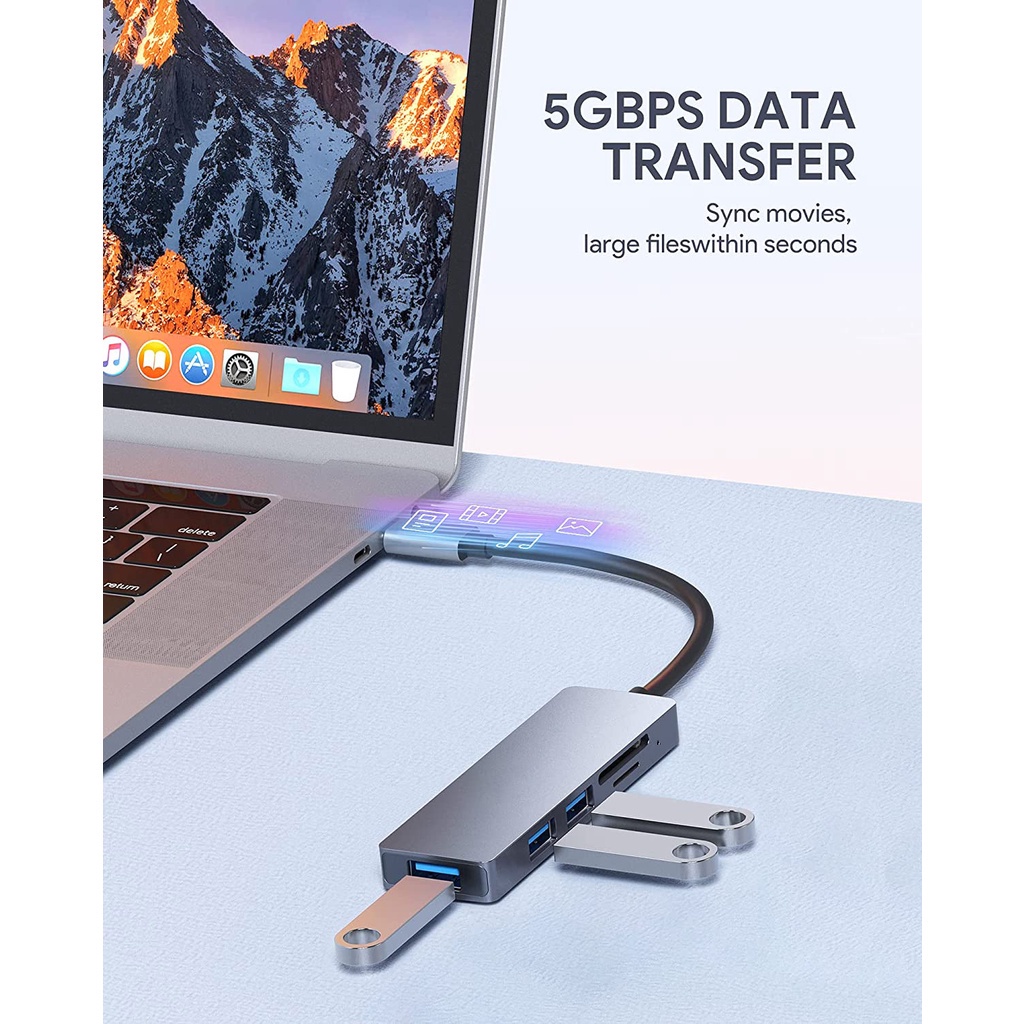 Đế Sạc 5 Trong 1 USB c HUB Type-c Sang SD / TF USB3.0 USB2.0 Type c Đọc Thẻ Nhớ Cho Laptop / Điện Thoại / Máy Tính Bảng