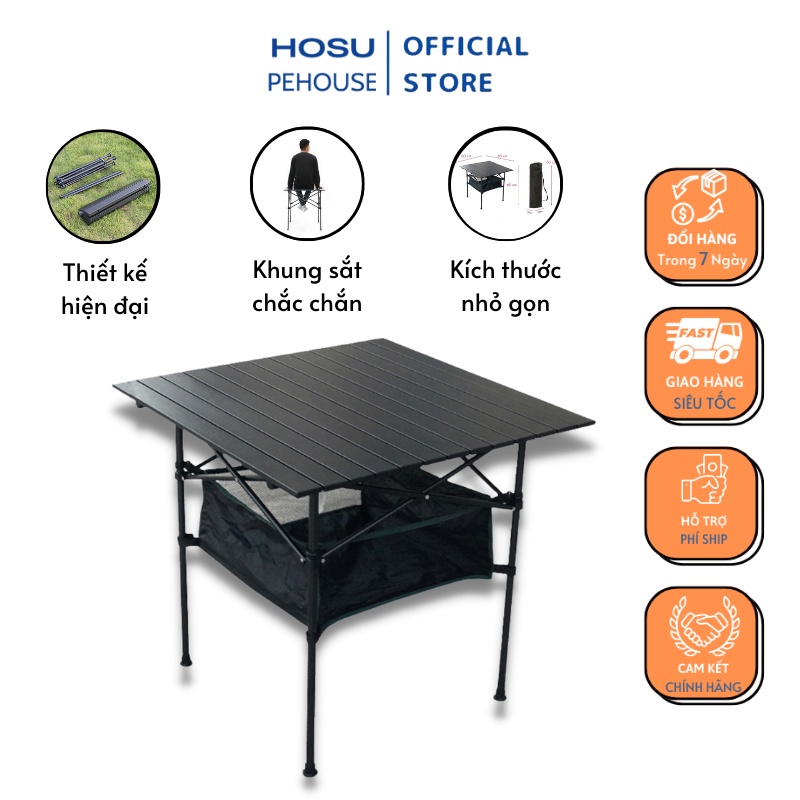 Bàn gấp gọn dã ngoại PEHOUSE mặt bàn kim loại,khung bàn phủ sơn tĩnh điện gấp gọn dễ dàng chịu tải trọng 80kg