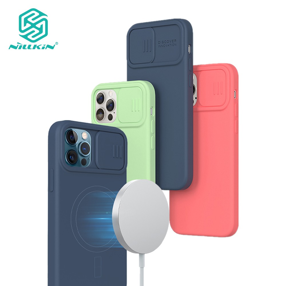 Ốp Điện Thoại Nillkin CamShield Silicon Từ Tính Lớp Lót Sợi Nhỏ Chống Rơi Vỡ Cho iPhone 12 / 12 Pro / 12 Pro Max