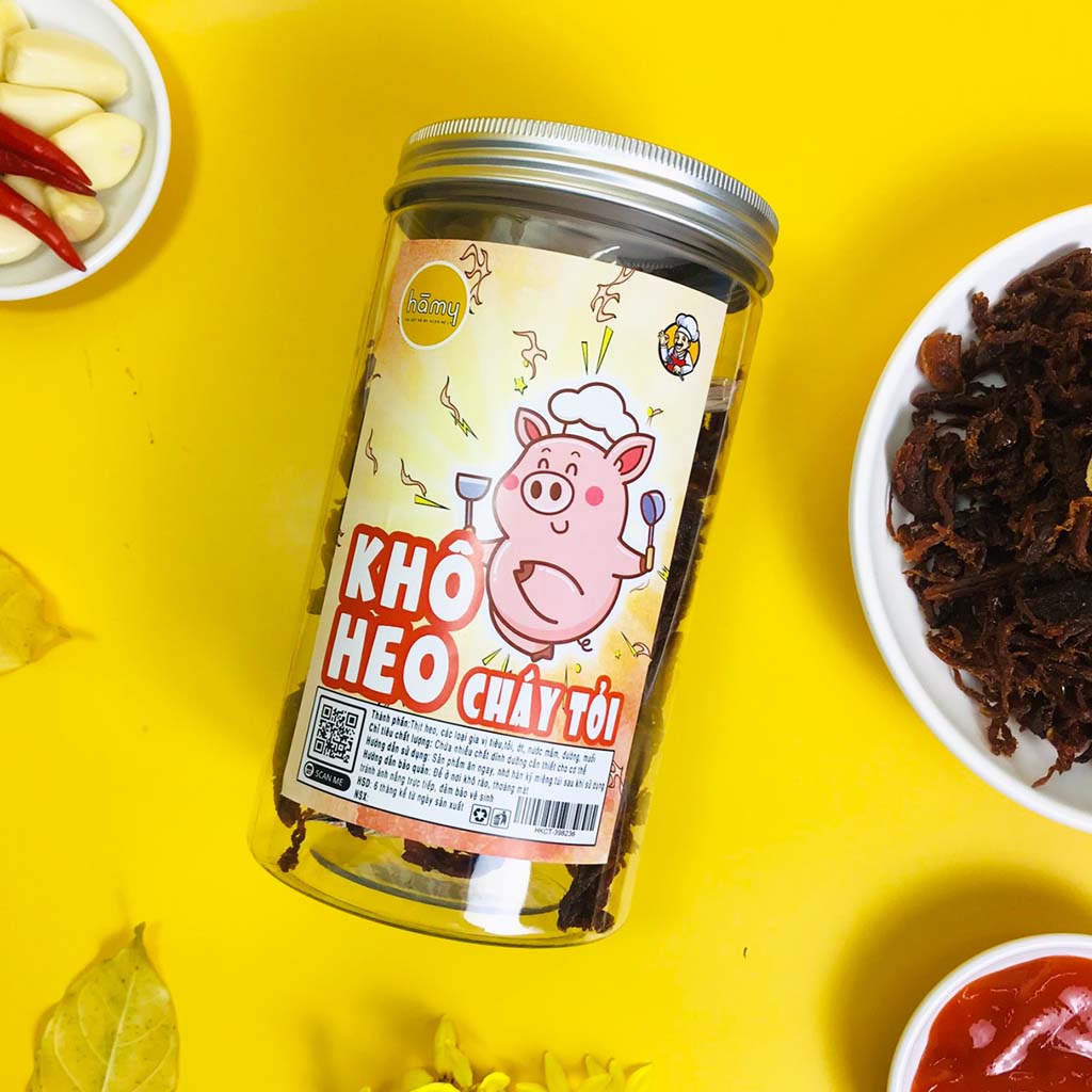 Khô heo cháy tỏi hũ 300g Hà My đồ ăn vặt Hà Nội