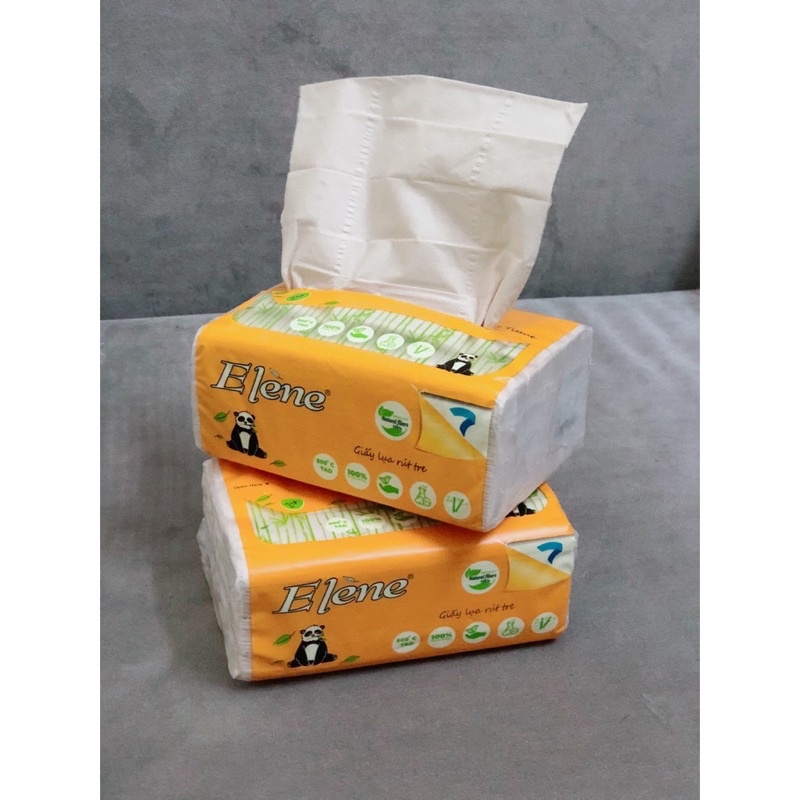 Giấy Ăn Tre Elene Gấu Trúc Không Tẩy 100 tờ 3 lớp