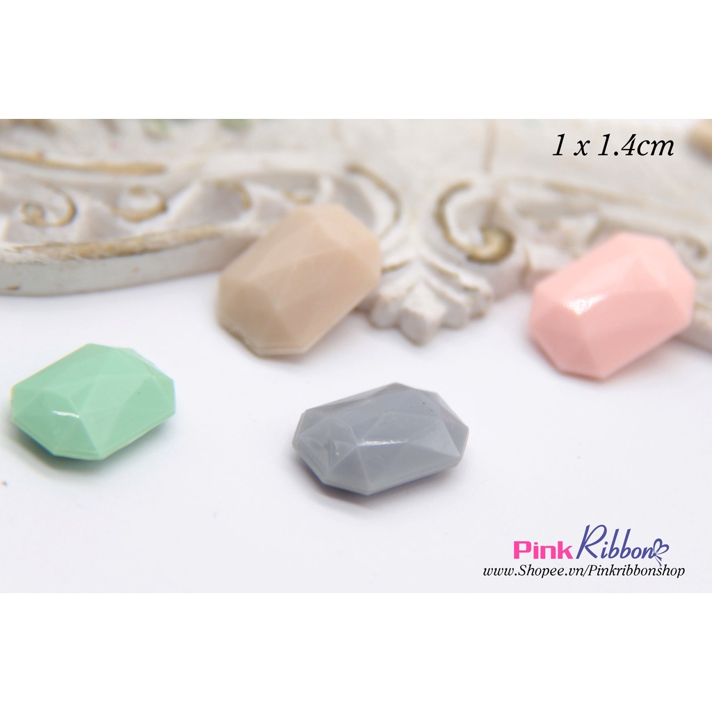 SET 10 HẠT - Charm nhựa màu mài giác giả đá KT 1 x 1.4cm