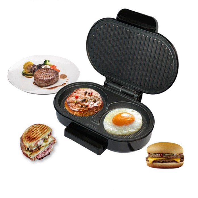 Máy Làm Bít Tết Đôi Cao Cấp 750W Máy Làm Bánh Sandwich, Trứng Chiên, Hamburger