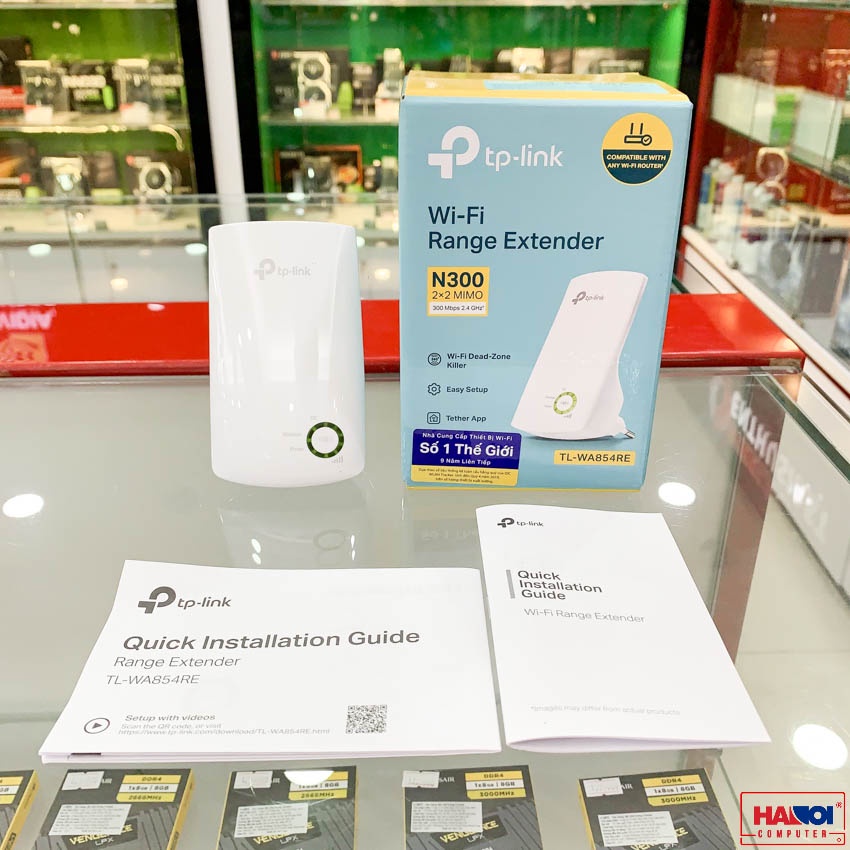 Bộ kích sóng wifi TP-Link TL-WR850RE Tốc độ N300Mbps kích thước nhỏ gọn và thiết kế gắn tường