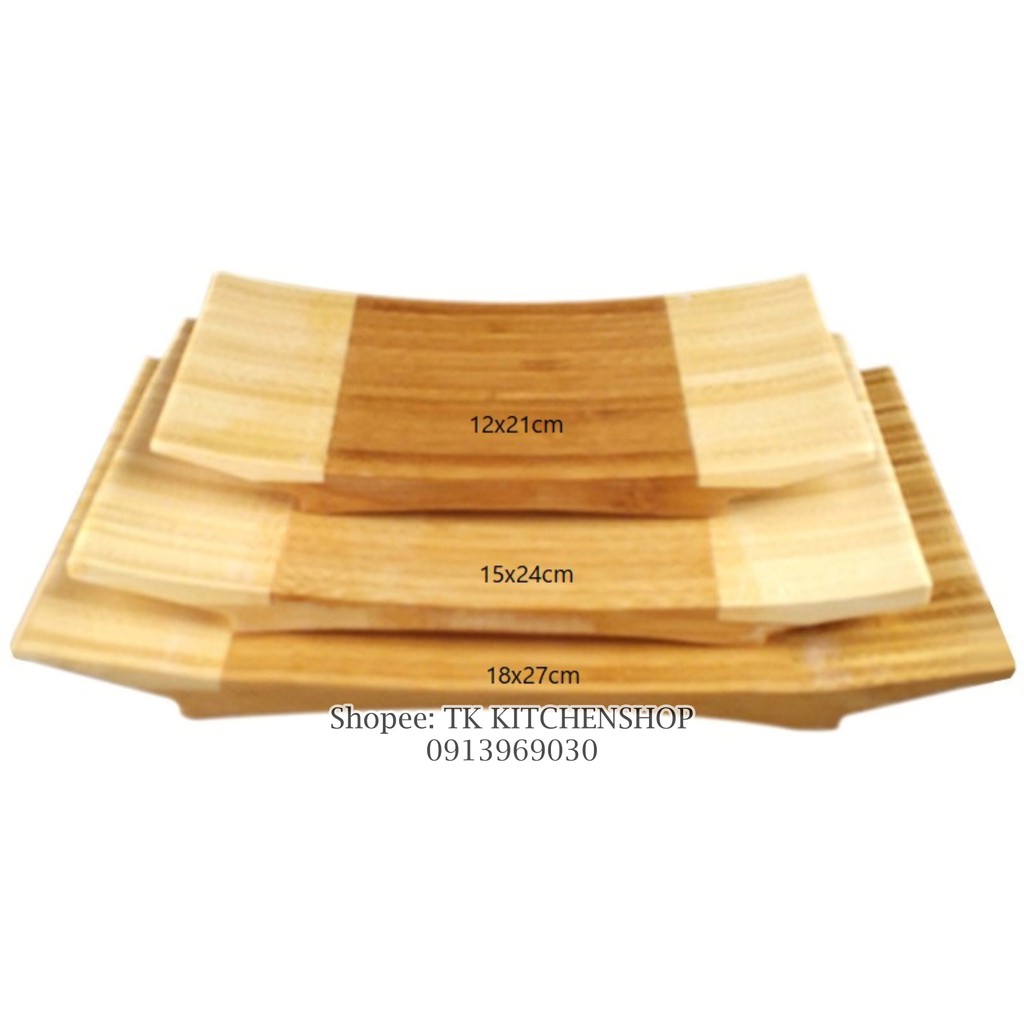 Khay gỗ hình chữ nhật vành cong cao cấp chuyên sử dụng để bày sushi , sashimi bền đẹp,mẫu mã thanh lịch phong cách Nhật