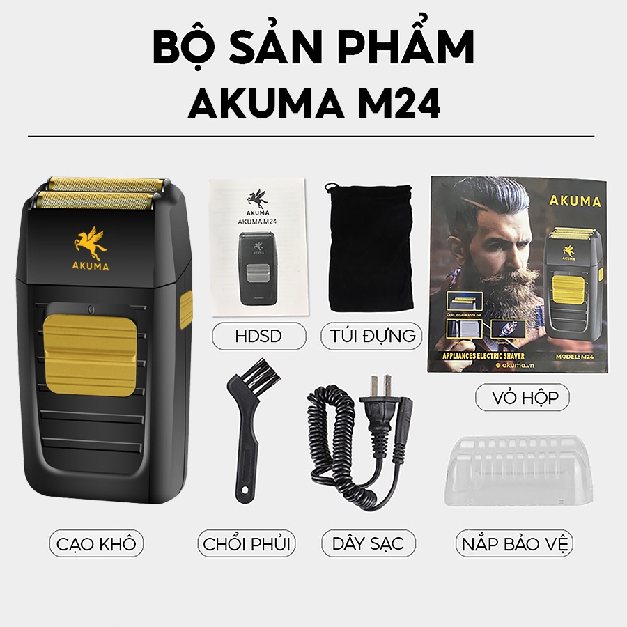 Máy cạo khô AKUMA M24 chuyên cạo râu, cạo chân tóc - An toàn ko gây đau rát da