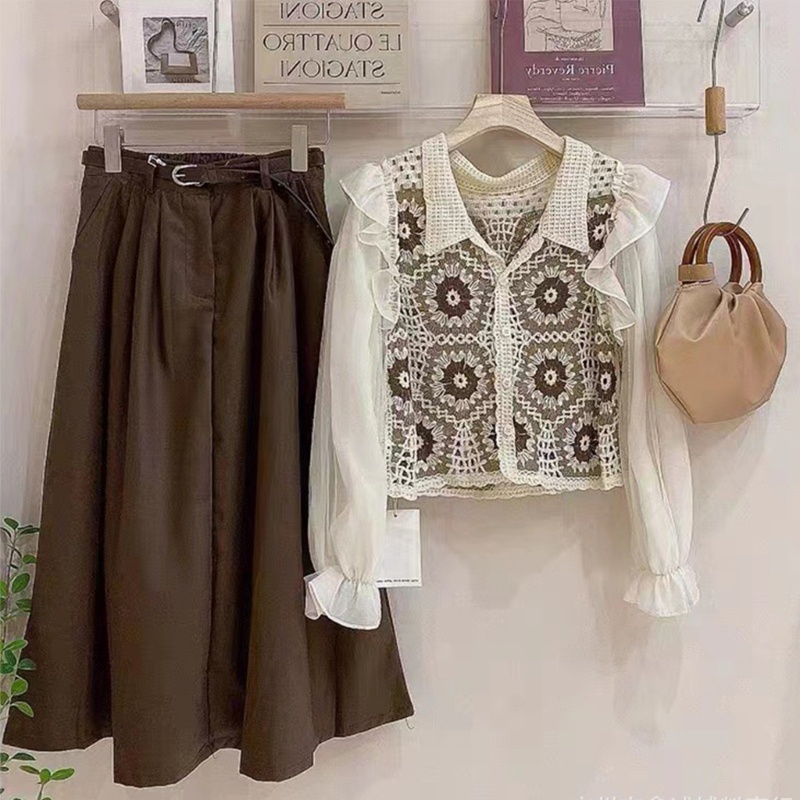 Áo Khoác Cardigan Dệt Kim Cài Nút Họa Tiết Hoa Ngọt Ngào Cho Nữ