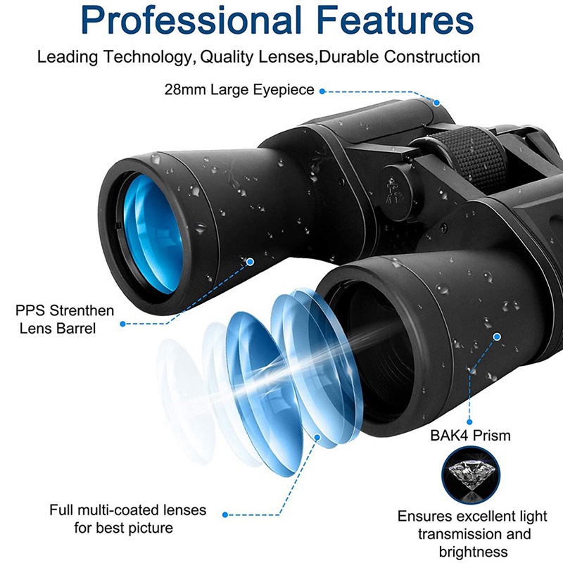 Ống Nhòm 20X50 Full Size HD Chống Thấm Nước Chống Sương Mù Dành Cho Người Lớn