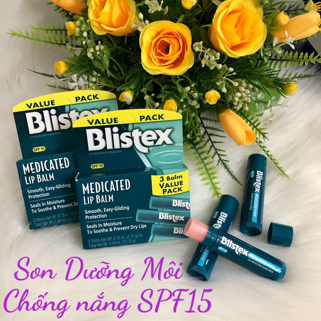 ❤️ [Quận 3] Tách lẻ 1 Son dưỡng môi chống nắng Blistex Medicated SPF 15 Lip Balm Mỹ, vị the mát [Date 9/2022]