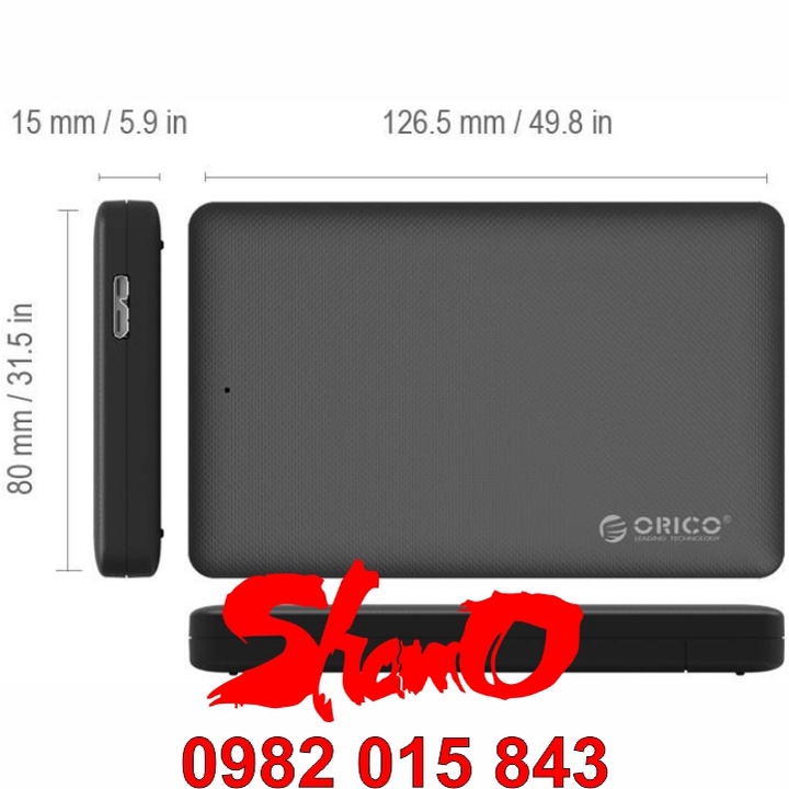 Box ổ cứng 2.5” Orico 2577U3 – Màu đen – Chính hãng – Dùng cho SSD và HDD size 2.5 inch – Bảo hành 12 tháng