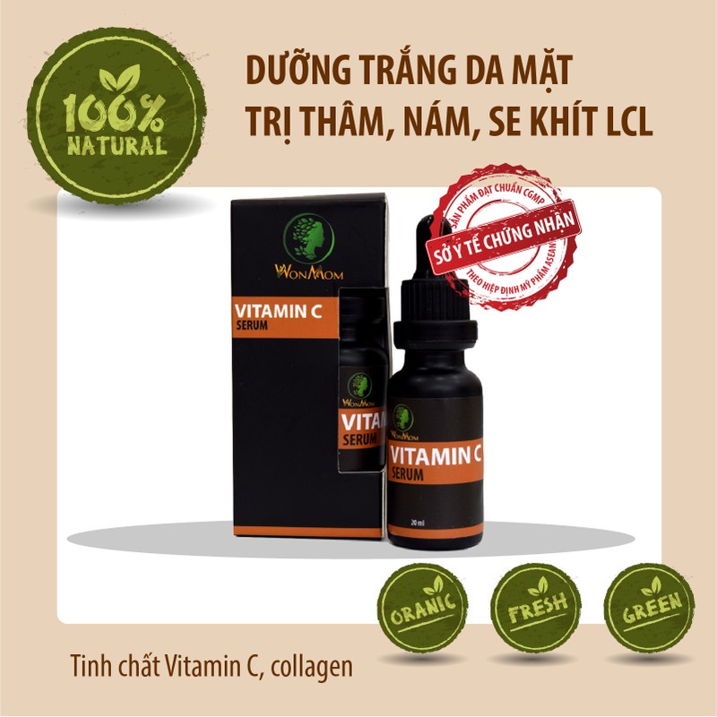 Serum vitamin C dưỡng trắng da mặt Wonmom - giảm thâm, nám 20ml - Việt Nam