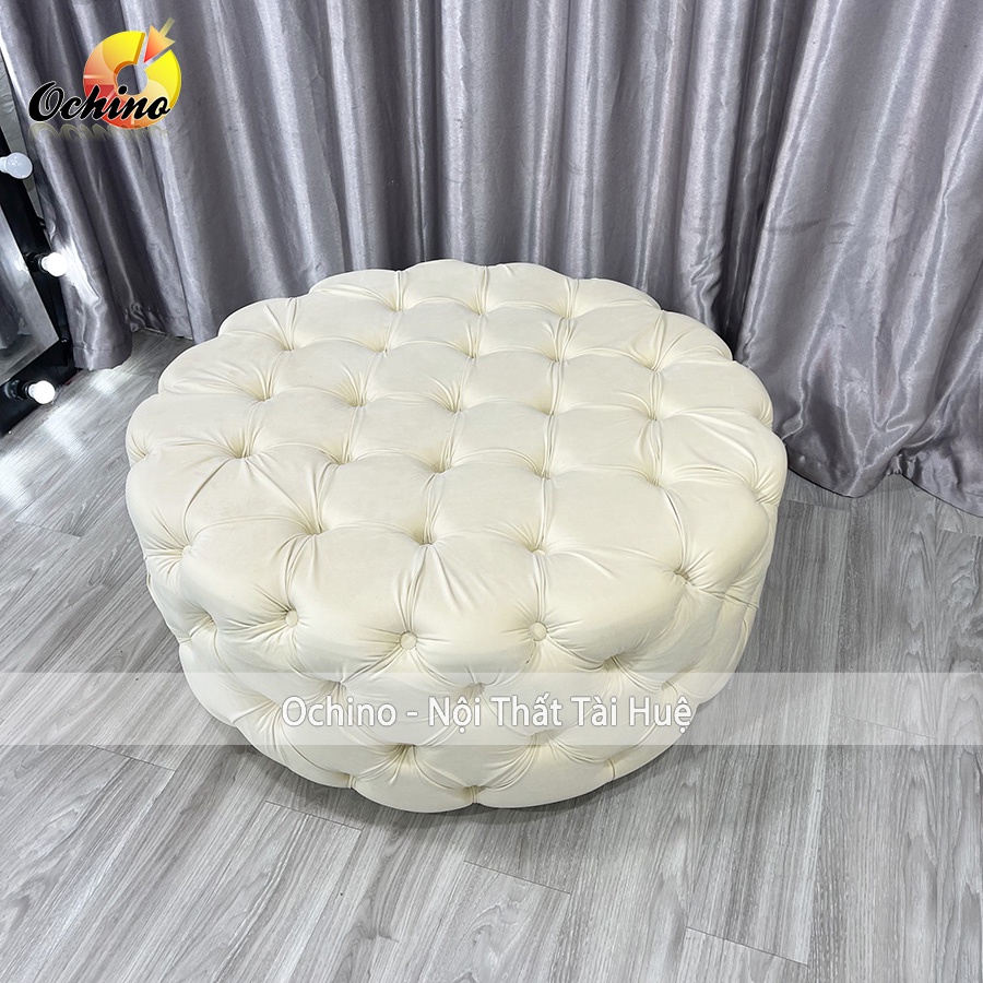 Ghế đôn Tròn To cho shop thời trang, shop dày hoặc phòng ngủ mẫu Nhún cổ điển Cao Cấp size 80cm và 1m ( có sẵn)