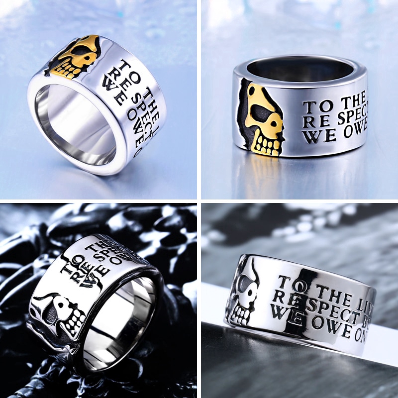 Nhẫn thép không gỉ hình đầu lâu phong cách Gothic cá tính cho nam