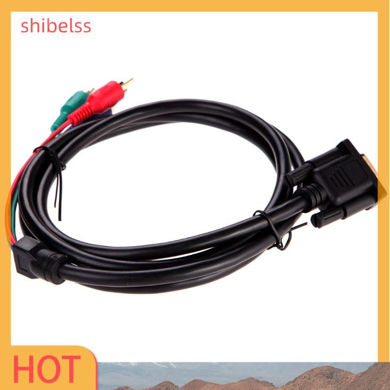Shibelss 1.5m 5Ft VGA to TV 3 RCA Component AV Adapter Cable for PC Laptop
