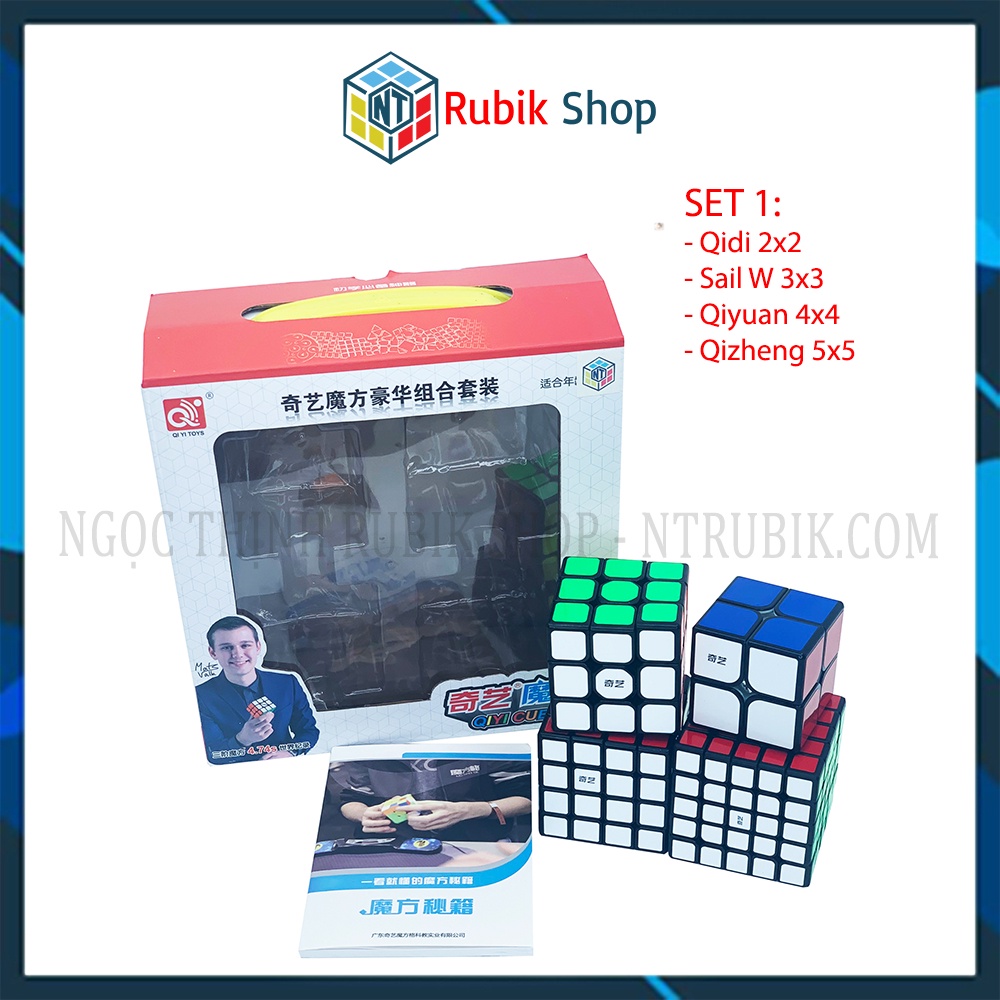 [Giảm Giá] Set 1 /Combo 4 Rubik (Qidi 2x2,Sailing 3x3,Qiyuan 4x4, Qizheng 5x5)