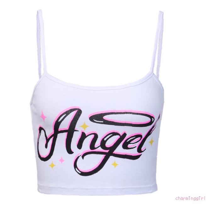 Áo croptop mỏng in họa tiết chữ quyến rũ gợi cảm cho nữ