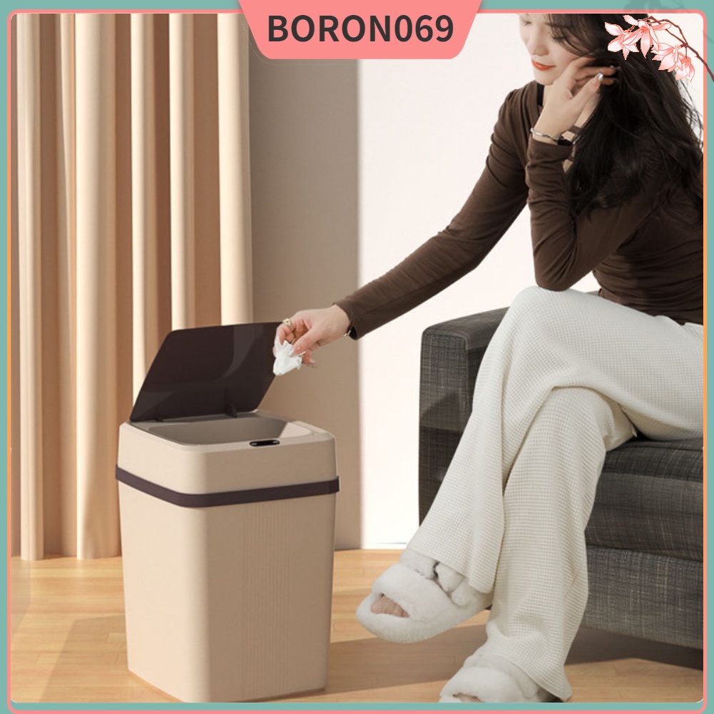 Thùng rác 12L Cảm biến thông minh Nắp xử lý ổn định Phong cách đơn giản tự động không chạm cho gia đình Boron069