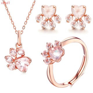 Bộ trang sức mạ vàng hồng hình dấu chân mèo