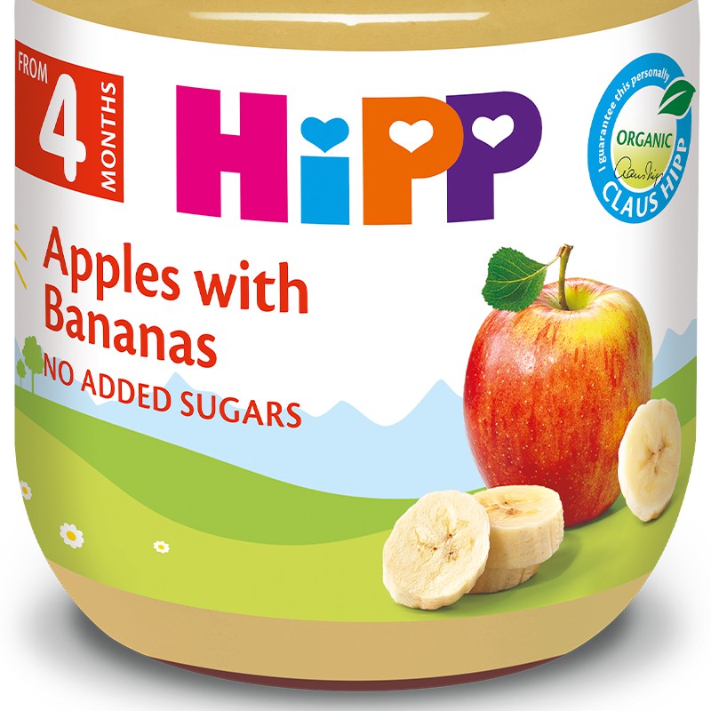 Dinh dưỡng đóng lọ ăn dặm Chuối Táo HiPP Organic 125g (An Toàn Với Trẻ Có Nguy Cơ Dị Ứng Thức Ăn Cao)
