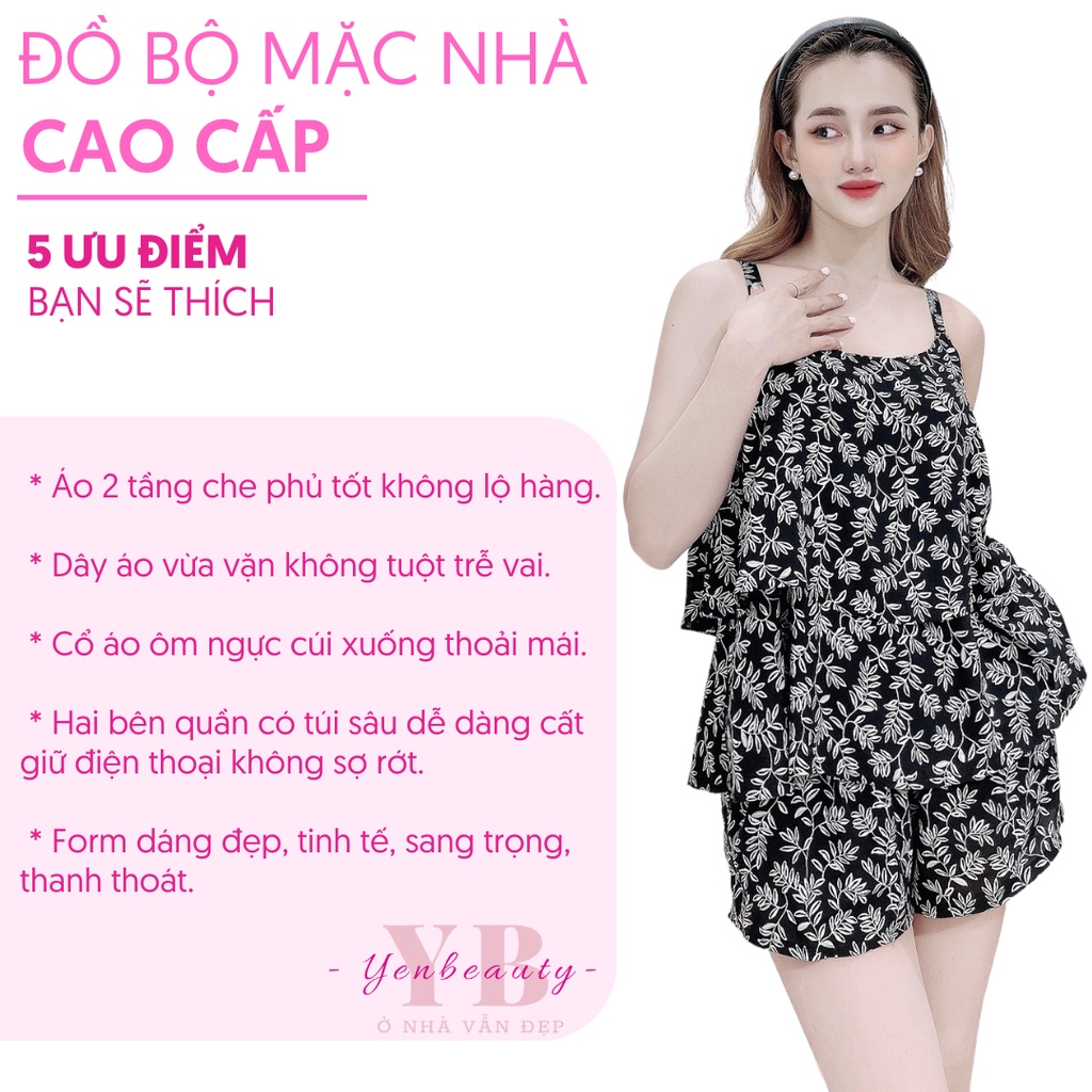 Đồ ngủ sexy nữ hai 2 dây gợi cảm thương hiệu mai ngô, bộ lanh mặc nhà bigsize nữ dễ thương –yenbeauty đồ mặc nhà cao cấp