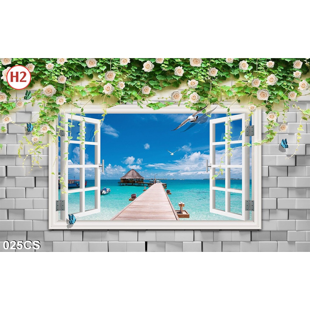 Tranh Dán Tường 3D Cửa Sổ Nhiều Mẫu Đẹp - Có In Theo Yêu Cầu- Tranh 3d Trang trí nhà cửa - Xưởng Tranh 3D
