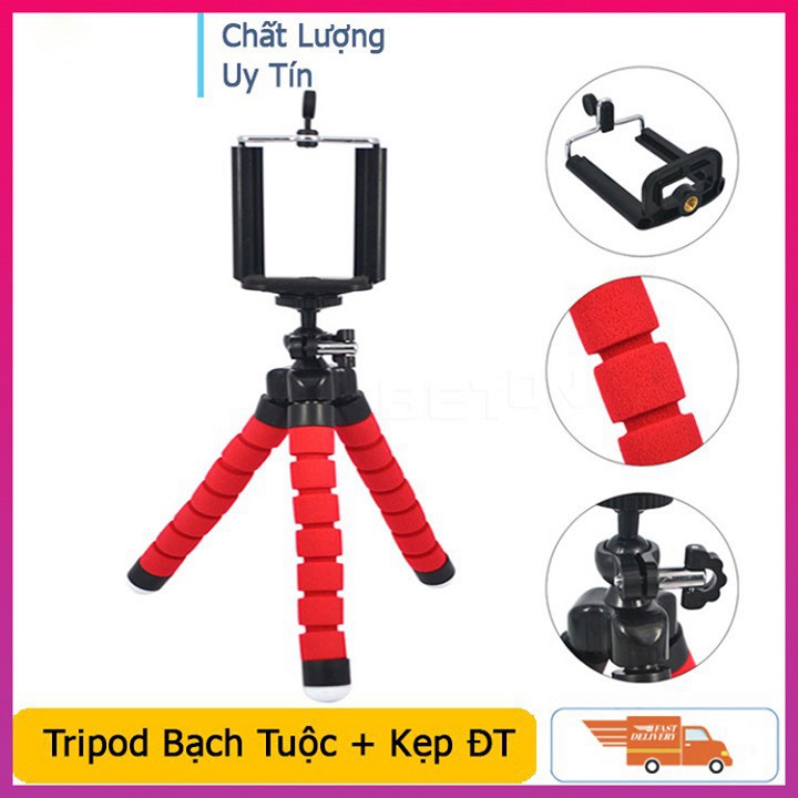 Tripod điện thoại 3 chân bạch tuộc, giá đỡ điện thoại chân bạch tuộc, kẹp điện thoại chân bạch tuộc mini Educase86