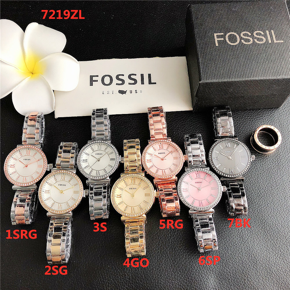 FOSSIL Đồng Hồ Quartz Đính Đá Chất Liệu Thép Không Gỉ Fs 7219zl 2021