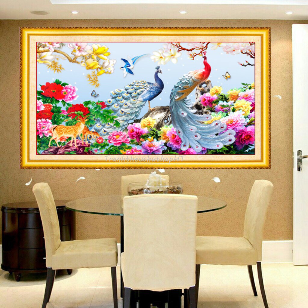 Tranh thêu chữ thập Đắc lộc toàn gia LV3328 (100x50) chưa thêu