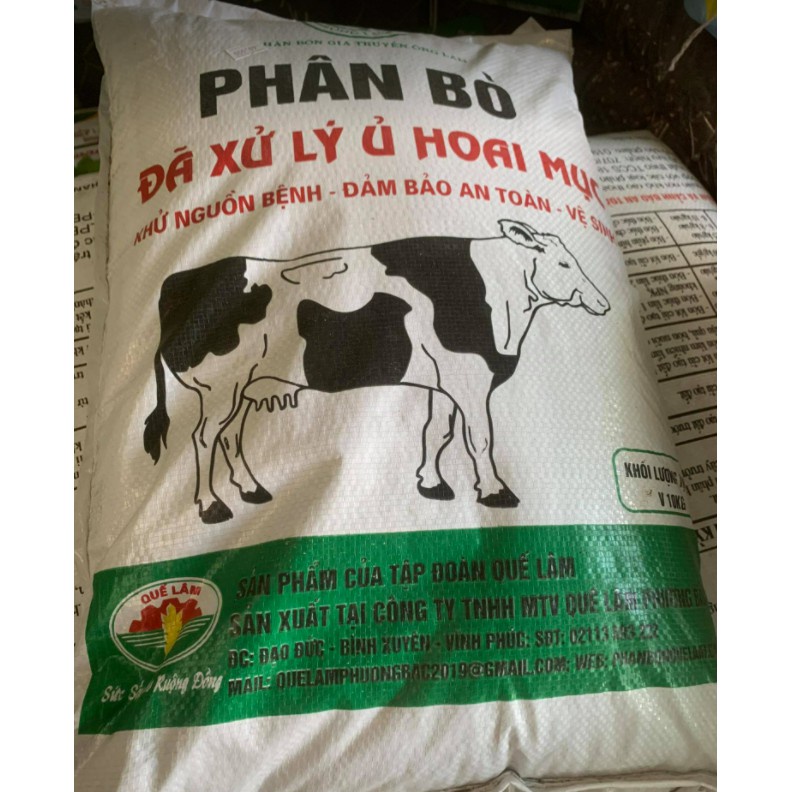 Phân bò hữu cơ Quế Lâm ủ hoai mục, cung cấp dinh dưỡng, dạng mùn, túi 10kg, cho cây trồng - Hàng chính hãng