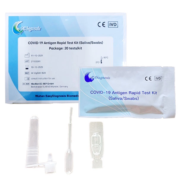 Bộ kít test nhanh covid 19 tại nhà - test nước bọt - test mũi nông không cần chọc sâu - test vũ hán Easy Diagnosis tét