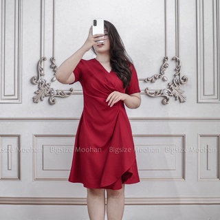 [BIGSIZE MOOHAN] ⚡️𝐌𝐈𝐄̂̃𝐍 𝐏𝐇𝐈́ 𝐒𝐇𝐈𝐏⚡️ĐẦM BIGSIZE NHÚN EO CỔ V DÁNG XÒE