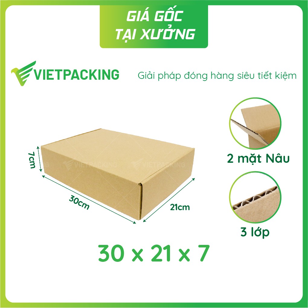 30x21x7 - 20 hộp carton nắp gài hông đựng quần áo thời trang V181