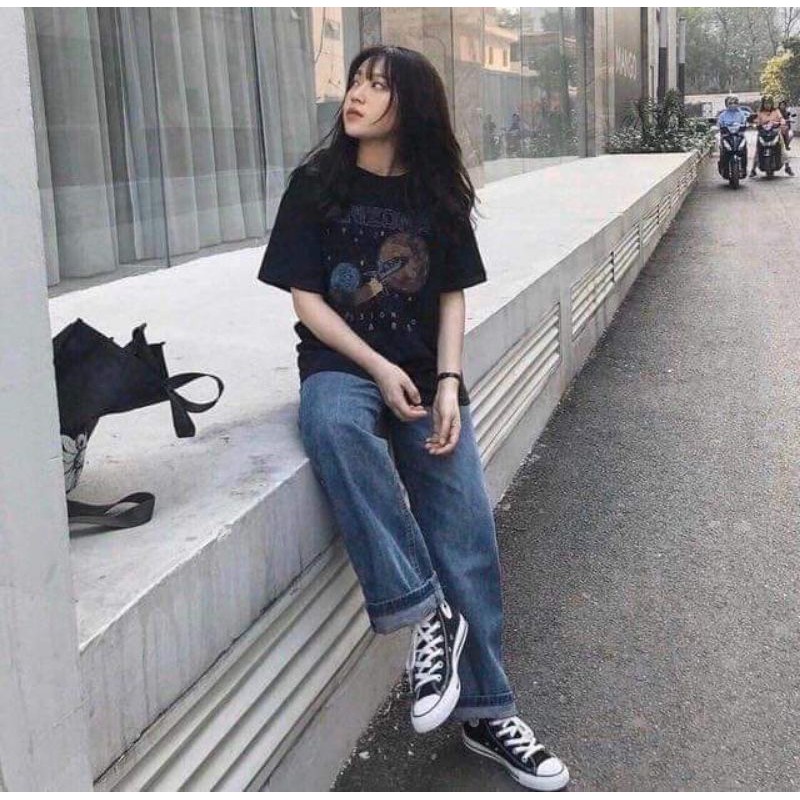 [fs50k] QUẦN JEANS RỘNG XANH ĐẬM