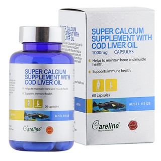 Careline Super Calcium Supplement With Cod Liver Oil 1000mg - Viên uống dầu cá bổ sung Omega 3 và canxi