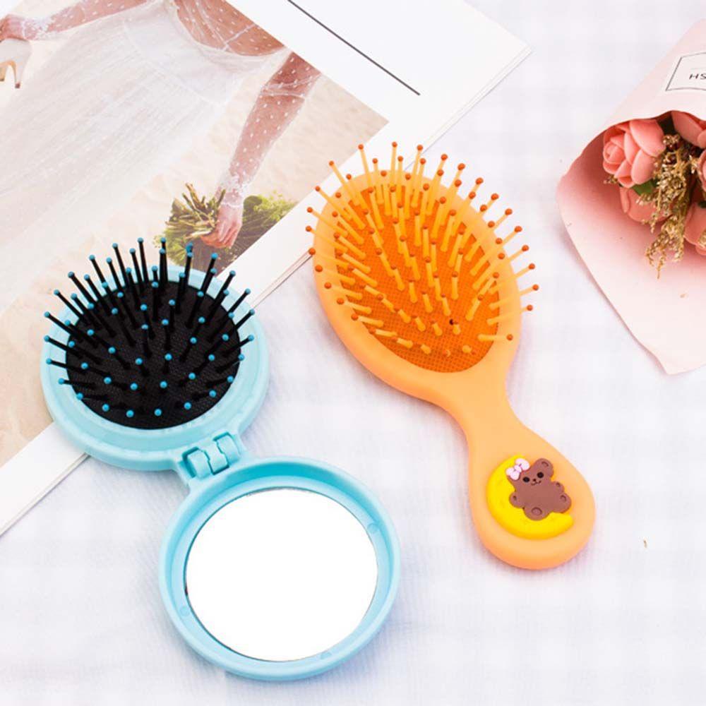 Lược gấp mini SKJK có gương tròn phong cách Hàn Quốc