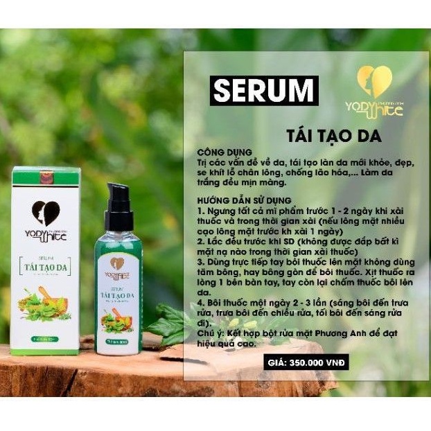 Serum thảo dược Tái tạo da Yody White Phương Anh chai xanh 80ml